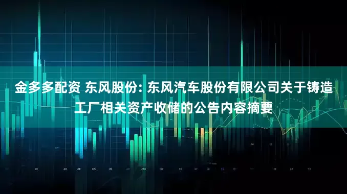 金多多配资 东风股份: 东风汽车股份有限公司关于铸造工厂相关资产收储的公告内容摘要